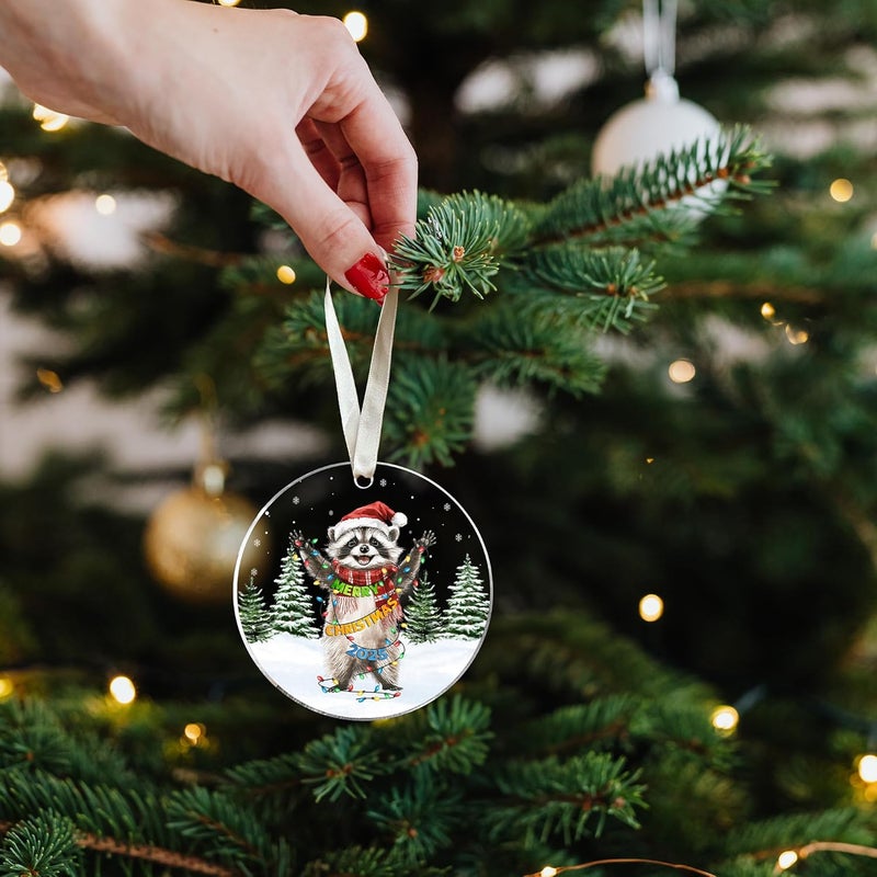 TEEBIM Raccoon Ornament - Raccoon Christmas Ornaments 2025 - Raccoons Gifts for Women Men, Gifts for Raccoons Lovers - Acrylic Animal Ornament for Tree​ - Image 5